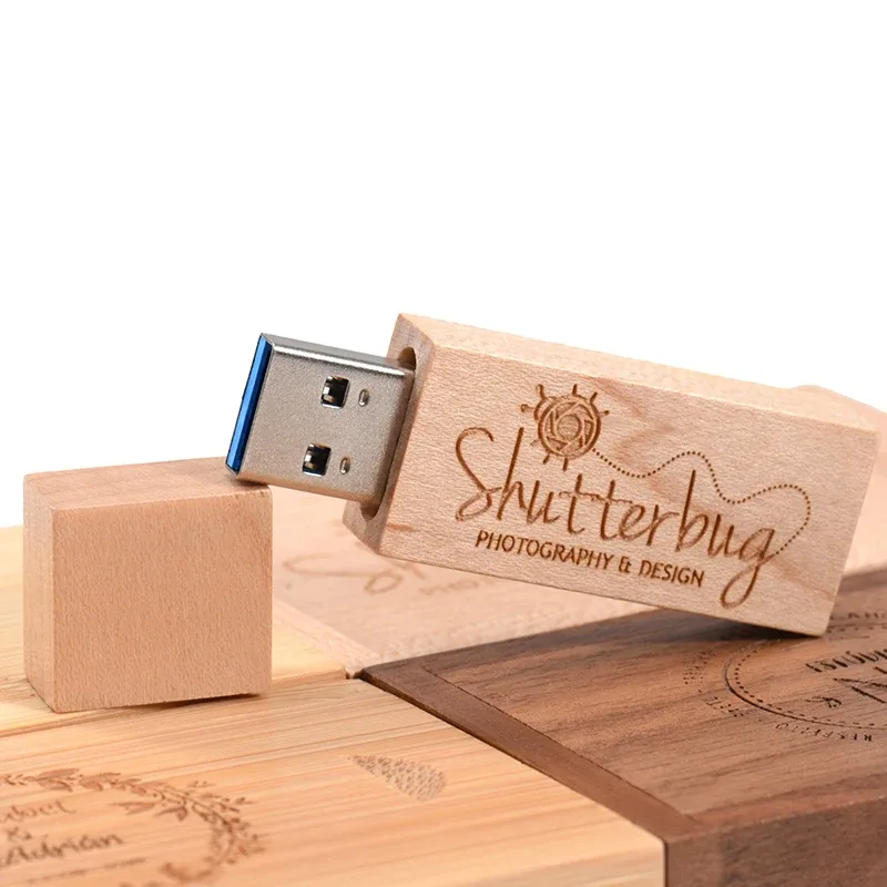 Clé USB 3.0 en bois de noyer avec coffret cadeau, 128 Go, logo personnalisé sans frais - Image 5