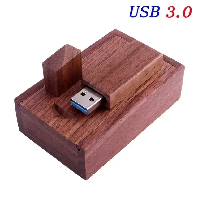 Clé USB 3.0 en bois de noyer avec coffret cadeau, 128 Go, logo personnalisé sans frais 13