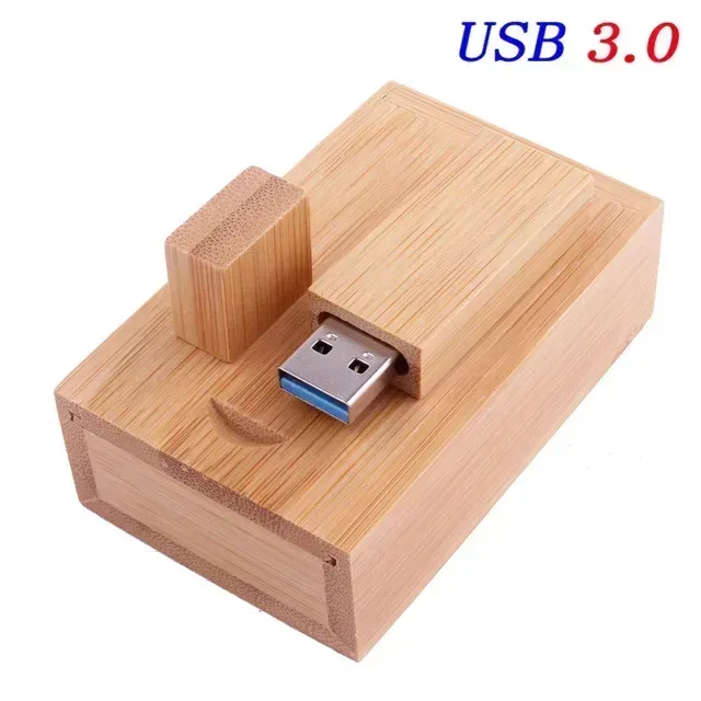Clé USB 3.0 en bois de noyer avec coffret cadeau, 128 Go, logo personnalisé sans frais 14