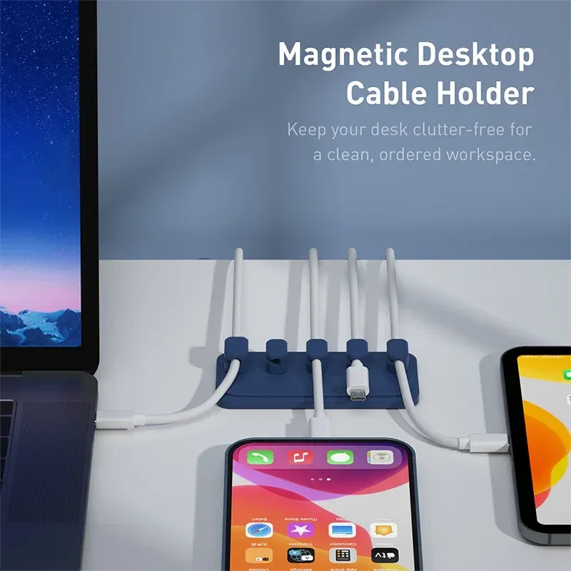 Organisateur de câbles magnétique 6-en-1 autoadhésif pour fils de souris et câbles USB - Image 4