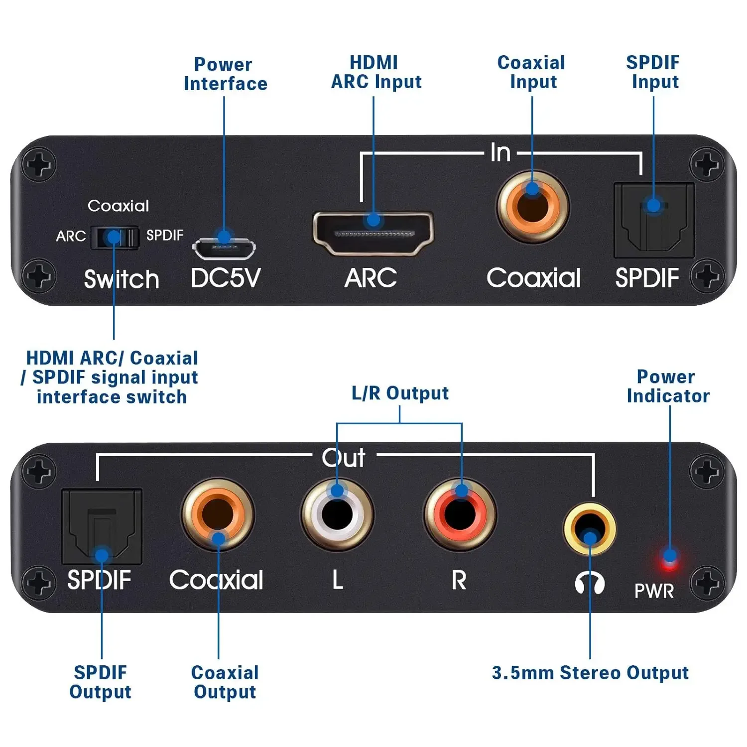 Extracteur Audio HDMI ARC 192 kHz vers Optique Toslink, Coaxial et Jack 3,5 mm - Image 3