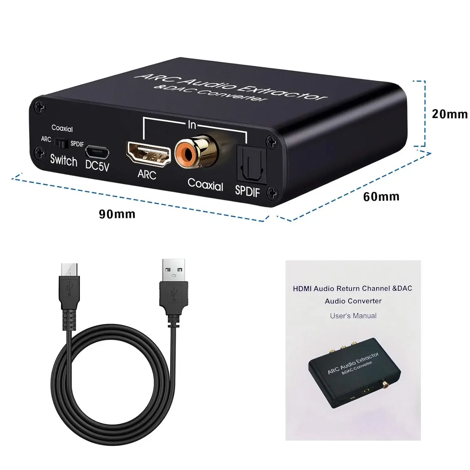 Extracteur Audio HDMI ARC 192 kHz vers Optique Toslink, Coaxial et Jack 3,5 mm - Image 4