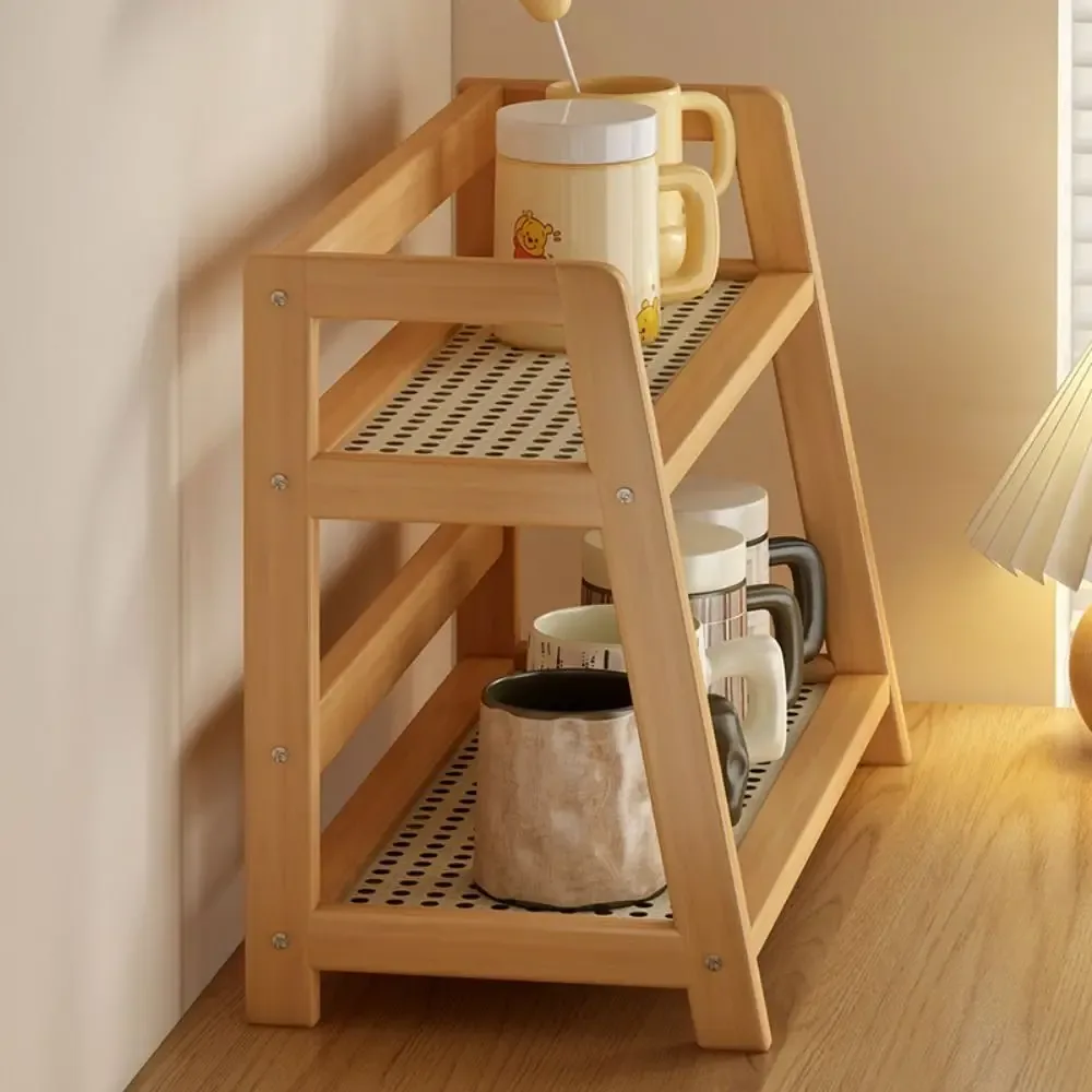 Étagère de rangement multifonction en bois et rotin - Image 5