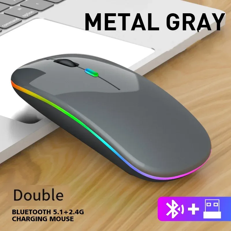 Souris sans fil rechargeable Bluetooth 5.2 et 2,4 GHz - 1600 DPI - Rétroéclairée - Image 6