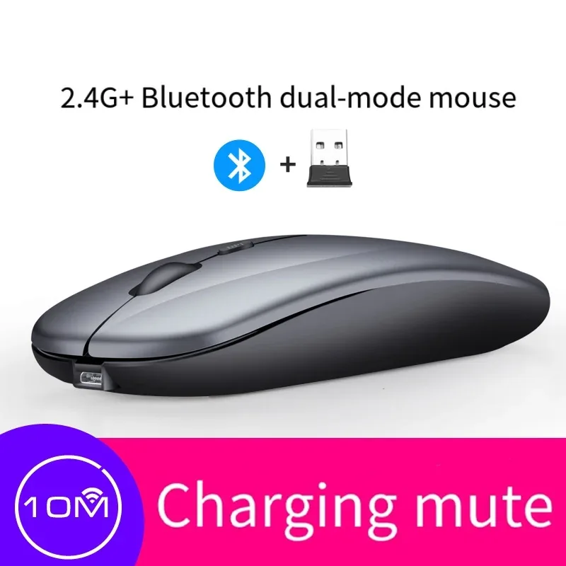 Souris sans fil rechargeable Bluetooth 5.2 et 2,4 GHz - 1600 DPI - Rétroéclairée - Image 1
