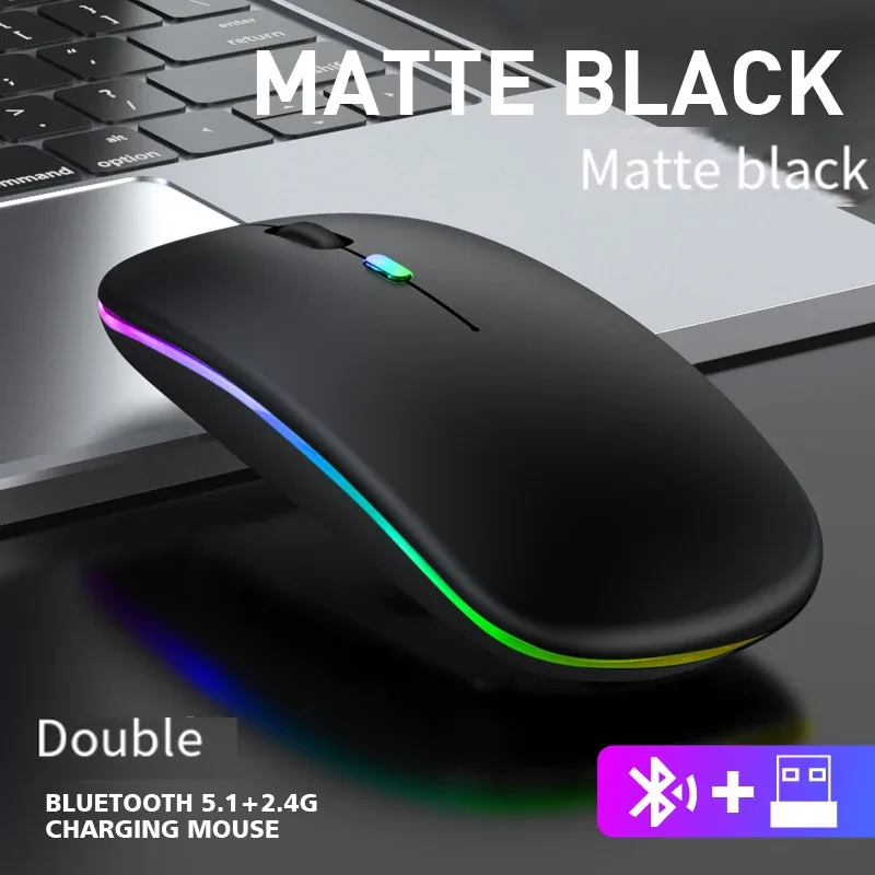 Souris sans fil rechargeable Bluetooth 5.2 et 2,4 GHz - 1600 DPI - Rétroéclairée - Image 4