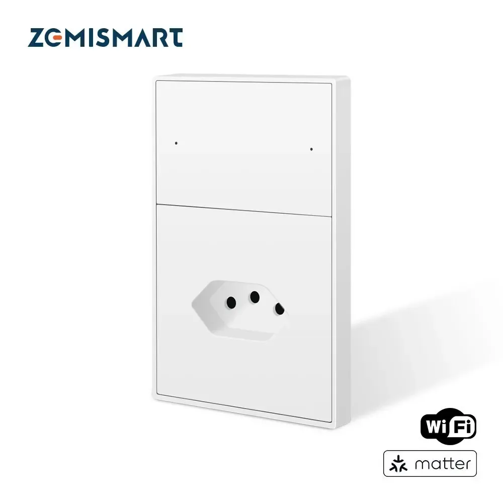 Prise murale brésilienne et interrupteur 2 gangs Wi-Fi Zemismart (10A) - Compatible HomeKit, Google Home et Tuya - Image 1