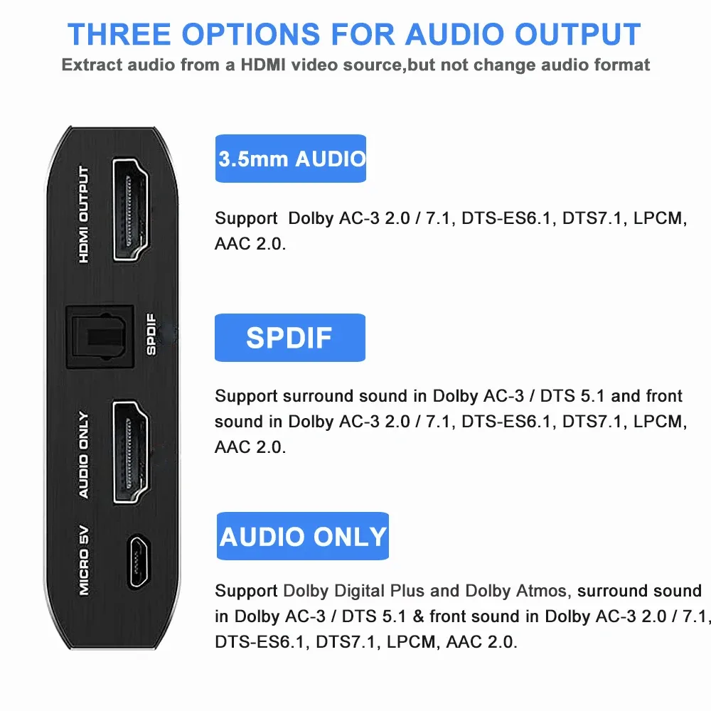 Extracteur Audio HDMI 4K - Convertisseur S/PDIF Optique et RCA - Image 4