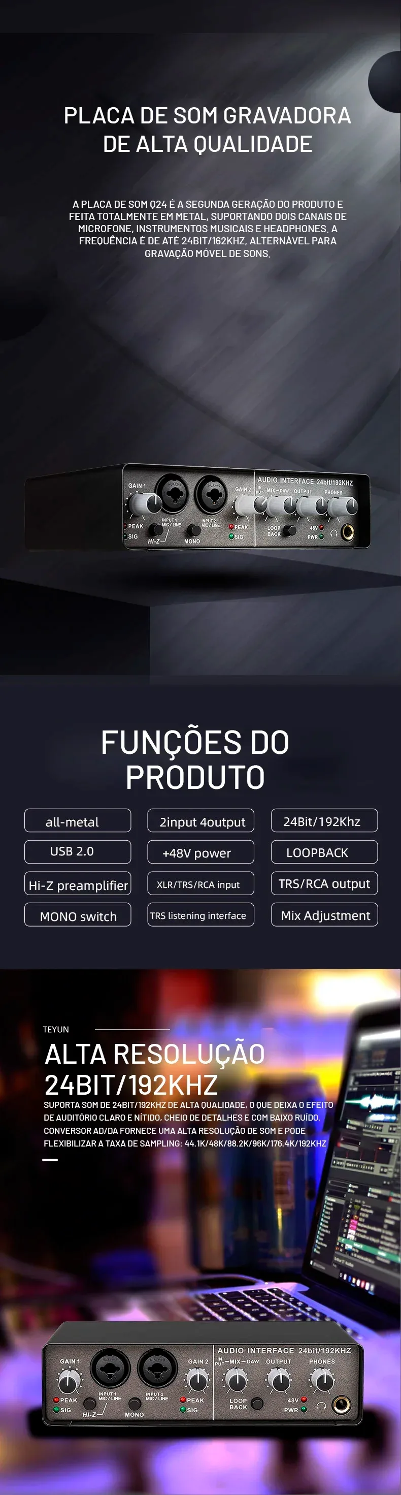 Détails techniques TEYUN Q-24