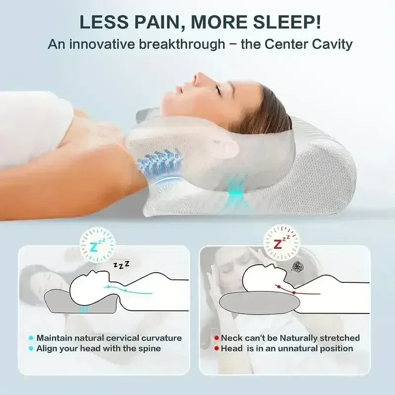 Oreiller cervical ergonomique 2-en-1 en mousse à mémoire de forme 4
