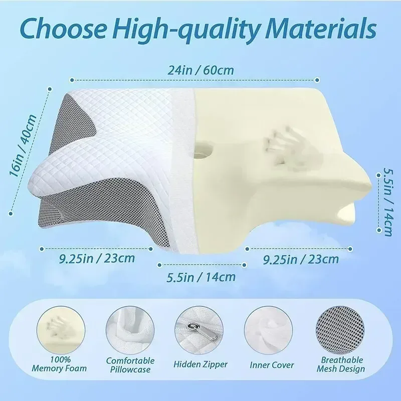 Oreiller cervical ergonomique 2-en-1 en mousse à mémoire de forme 5