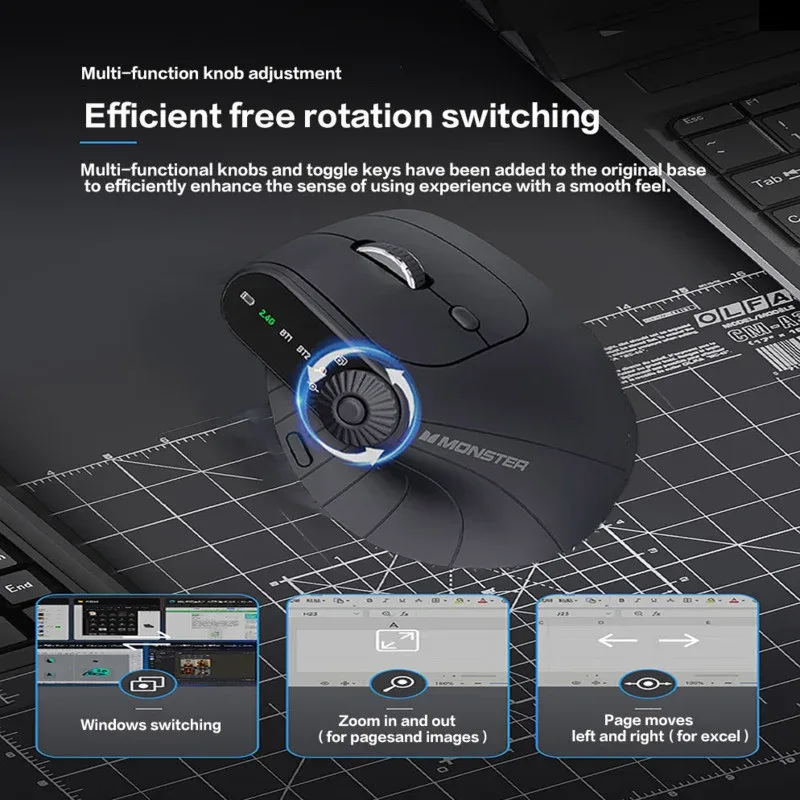 Souris ergonomique sans fil (2,4 GHz + Bluetooth), DPI réglable, légère pour PC et MacBook - Image 6