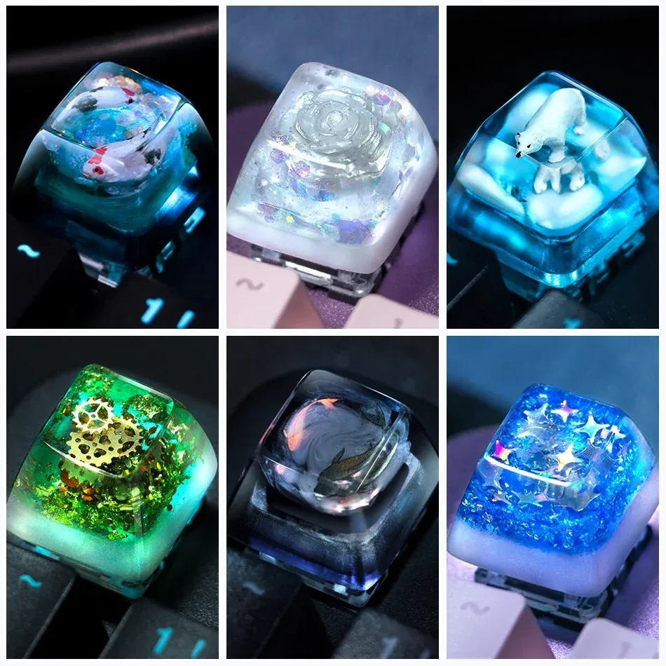 Touche artisanale en résine pour clavier mécanique - Modèles Ours polaire, Koi et Steampunk - Image 1
