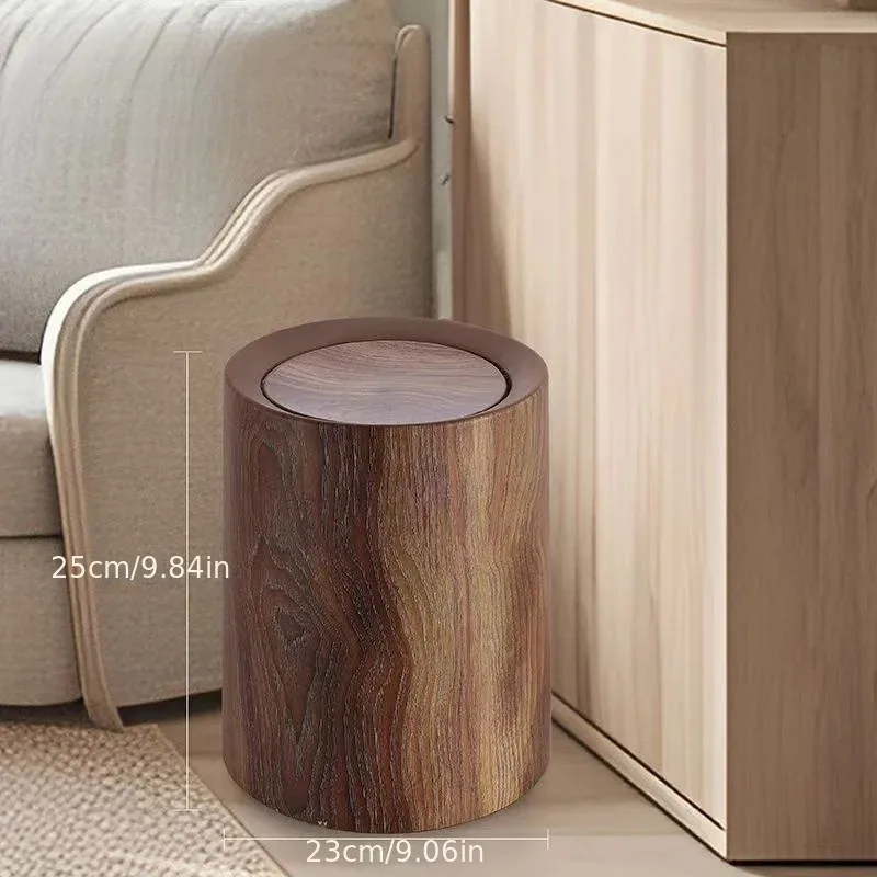 Poubelle Semi-Circulaire à Effet Bois - Design Moderne et Minimaliste - Image 6