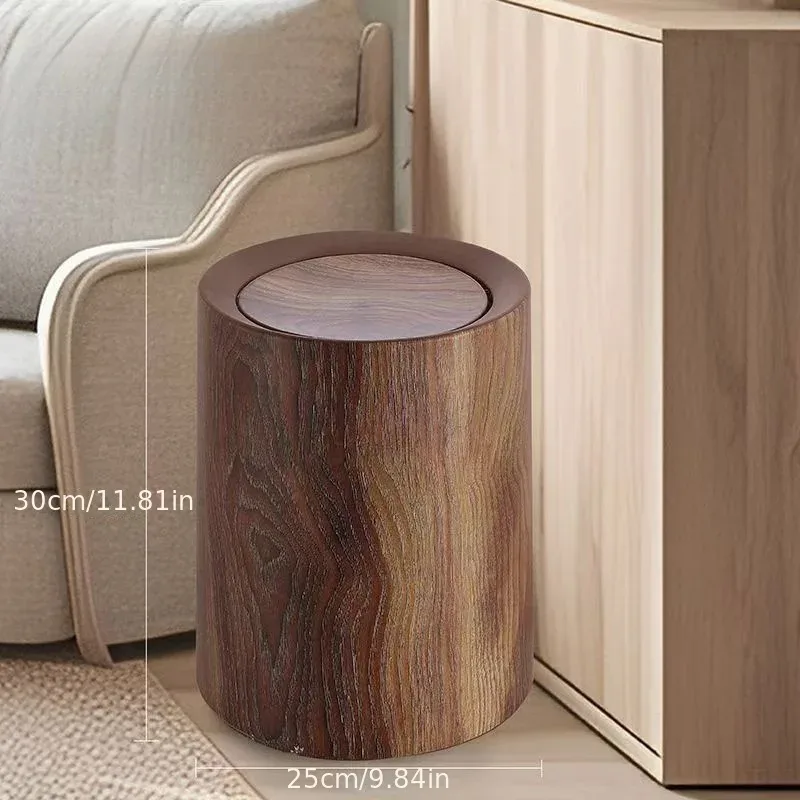 Poubelle Semi-Circulaire à Effet Bois - Design Moderne et Minimaliste - Image 1