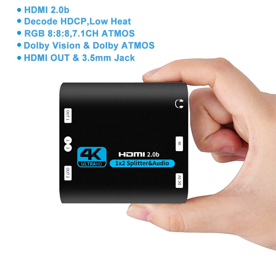 Répartiteur HDMI Navceker 1 Entrée 2 Sorties - 4K HDMI 2.0 - Compatible PS5, Xbox et HDTV - Image 4