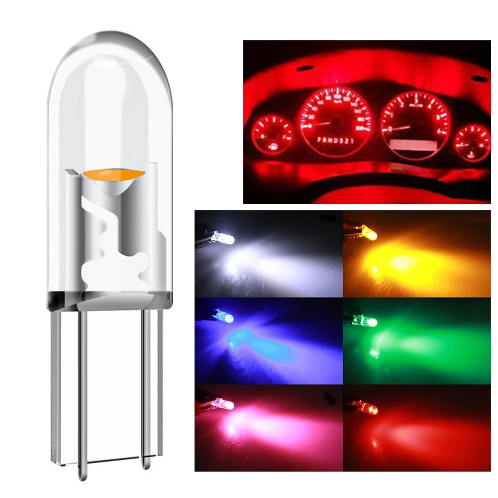 Lot de 10 ampoules LED T5 W3W pour tableau de bord et instruments - COB Canbus 12V - 7000K - Image 1
