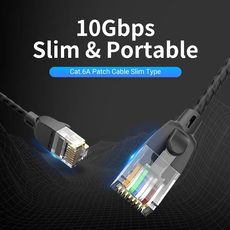 Câble Ethernet Vention Cat.6A RJ45 10 Gbps Ultra-fin - Image 2