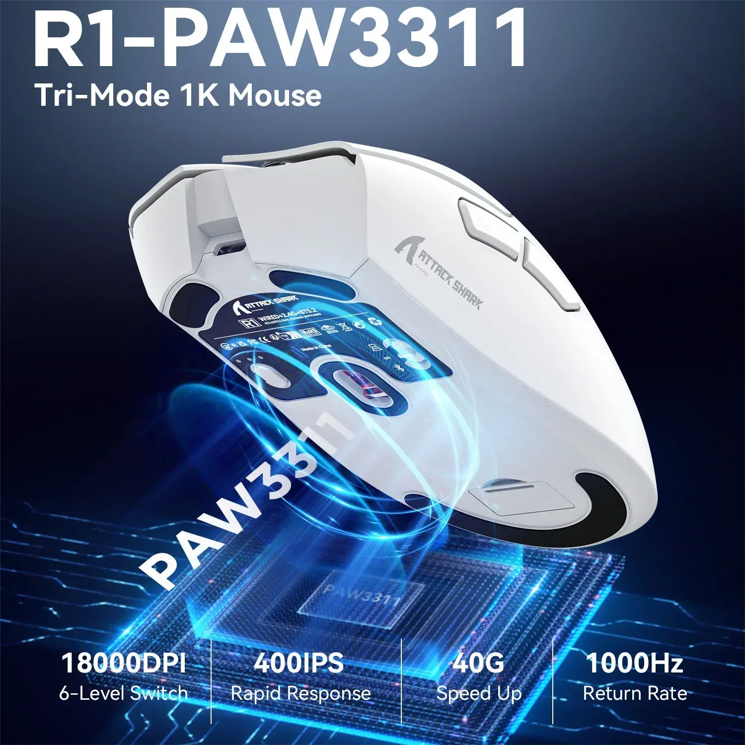Attack Shark R1 - Souris Gamer Ergonomique Sans Fil et Filaire 18 000 DPI - Image 5
