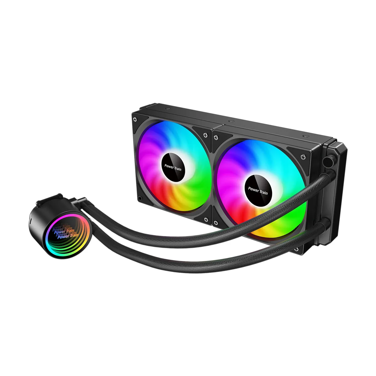 Power Train DL-240A - Kit de refroidissement liquide CPU (AIO) ARGB 5V 3-Pin - Noir/Blanc - Image 2