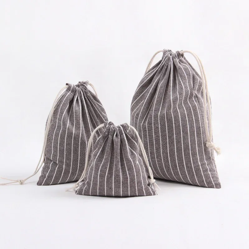 Pochette en coton et lin avec cordon de serrage 2