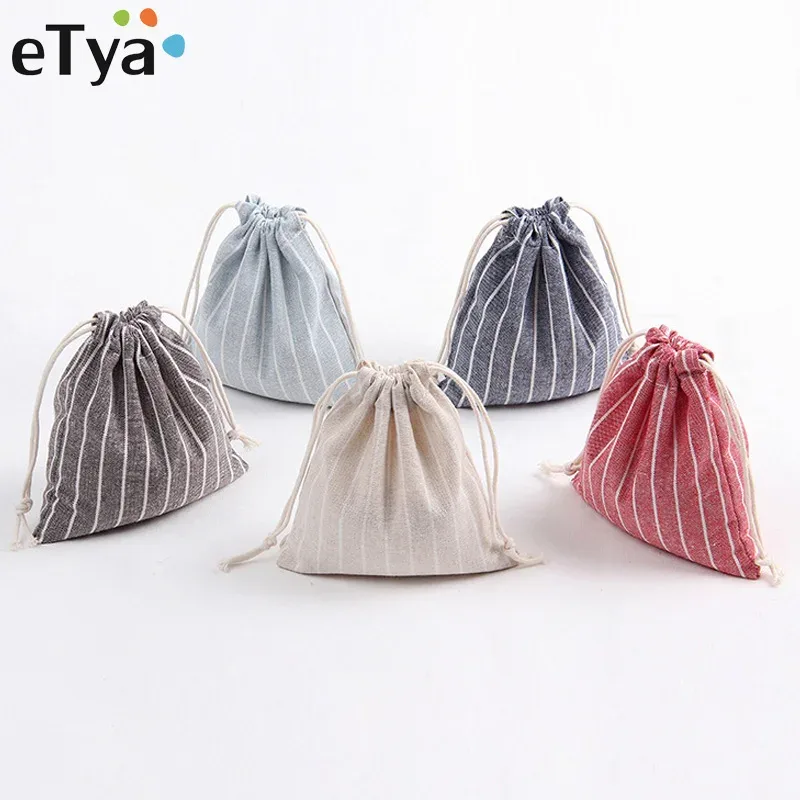 Pochette en coton et lin avec cordon de serrage 6