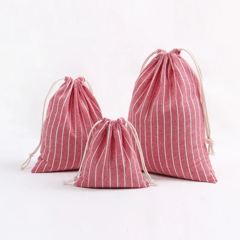 Pochette en coton et lin avec cordon de serrage 3