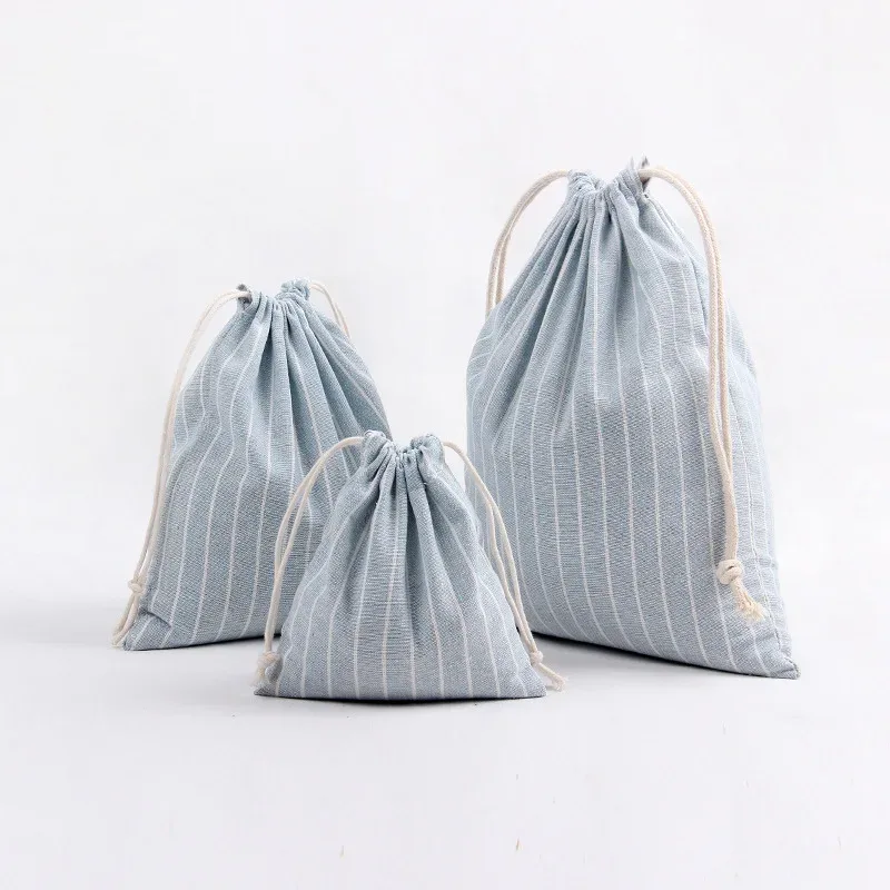 Pochette en coton et lin avec cordon de serrage 4