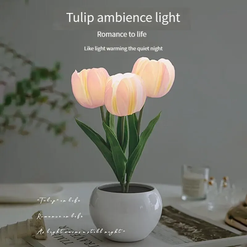 Veilleuse LED Tulipe - Lampe d'Ambiance pour Chambre et Chevet - Image 2