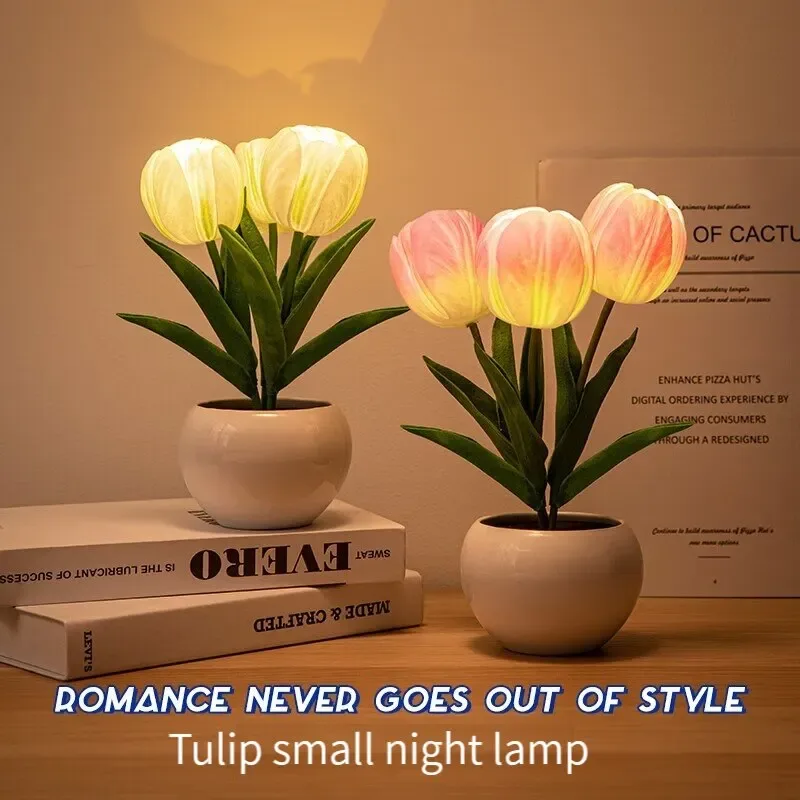 Veilleuse LED Tulipe - Lampe d'Ambiance pour Chambre et Chevet - Image 1