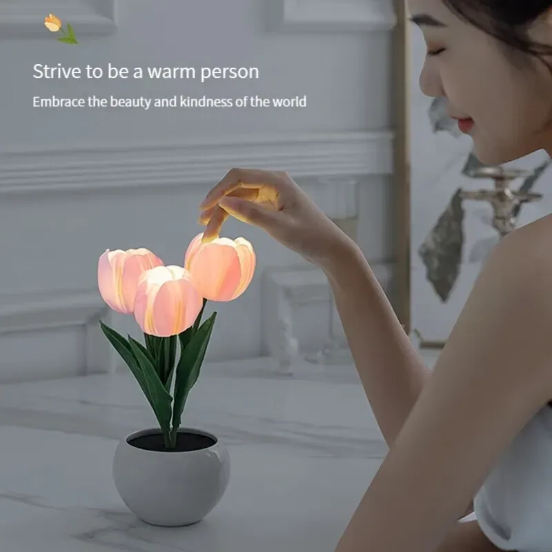 Veilleuse LED Tulipe - Lampe d'Ambiance pour Chambre et Chevet - Image 3