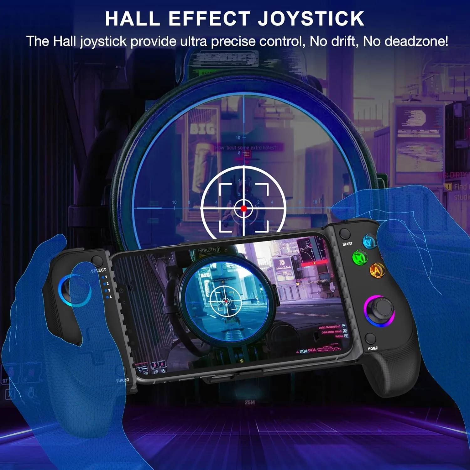 Manette de jeu sans fil 7009F pour iOS/Android - Joystick à effet Hall et éclairage RGB - Image 2