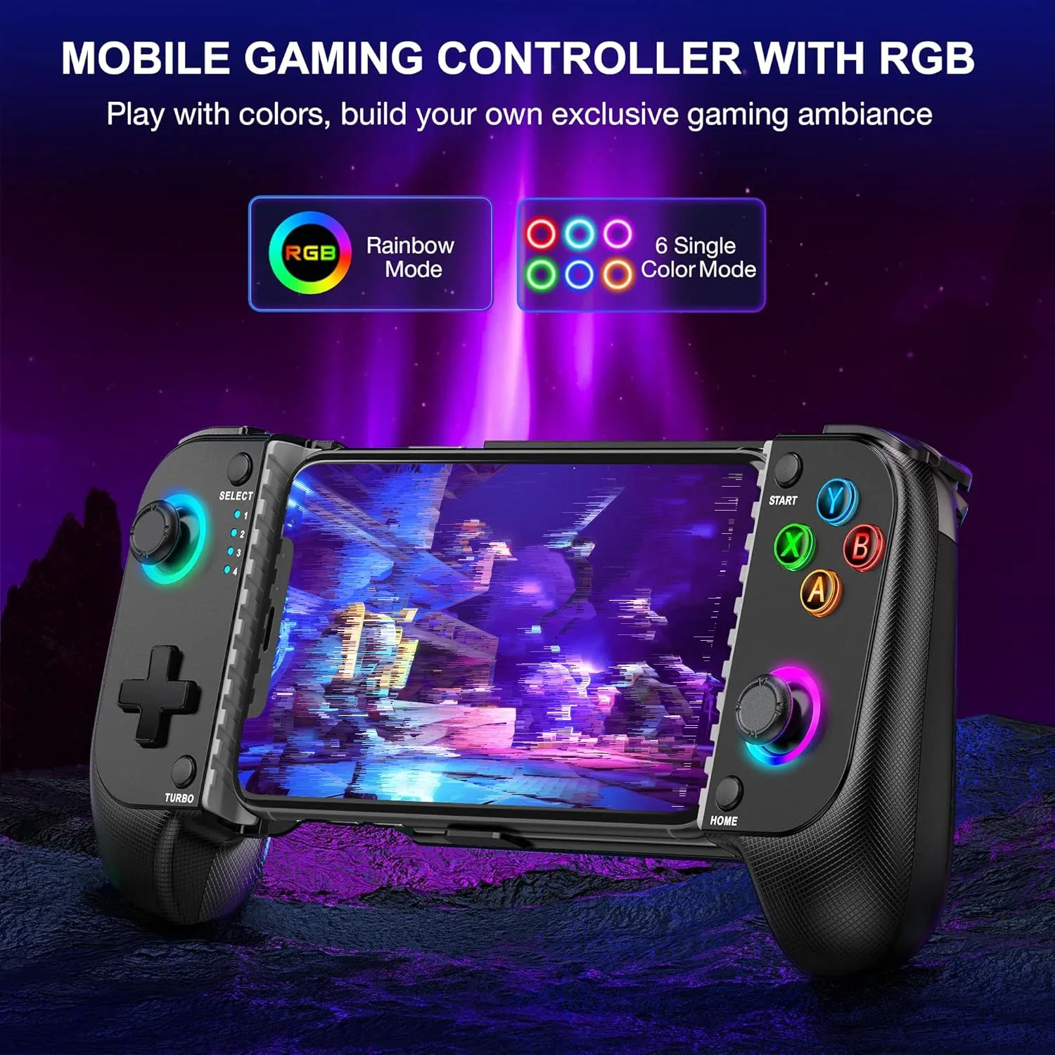 Manette de jeu sans fil 7009F pour iOS/Android - Joystick à effet Hall et éclairage RGB - Image 4