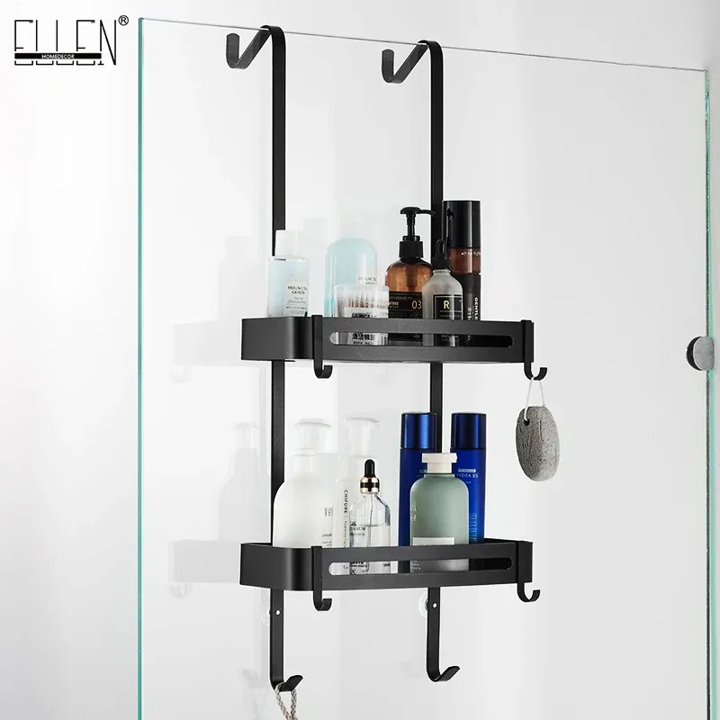Étagère de salle de bain suspendue noire sans perçage EL5018 - Image 1