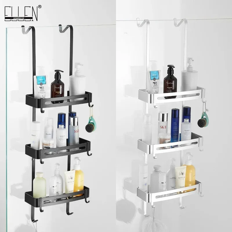 Étagère de salle de bain suspendue noire sans perçage EL5018 - Image 4