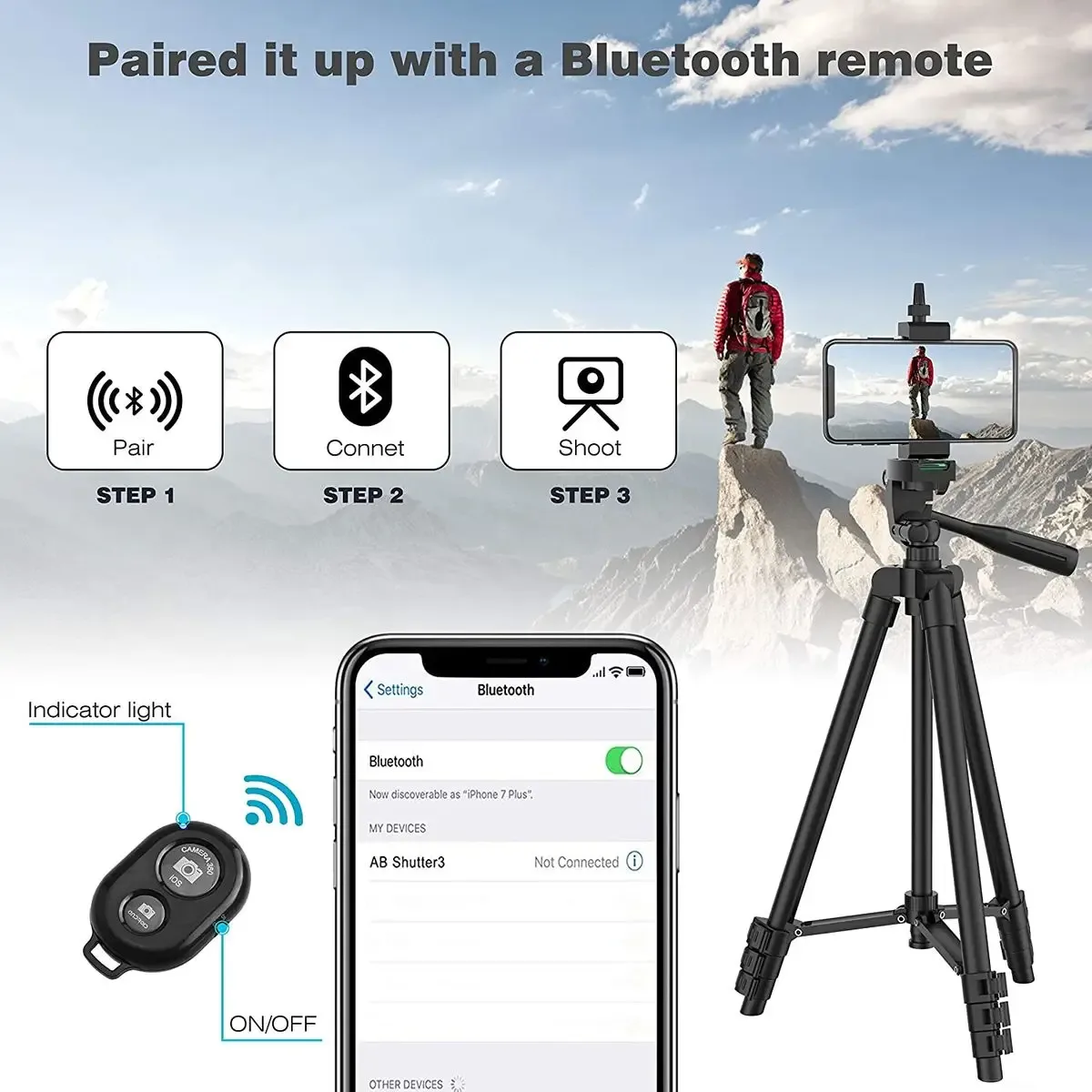 Trépied universel 100 cm pour smartphone avec télécommande Bluetooth - Image 4