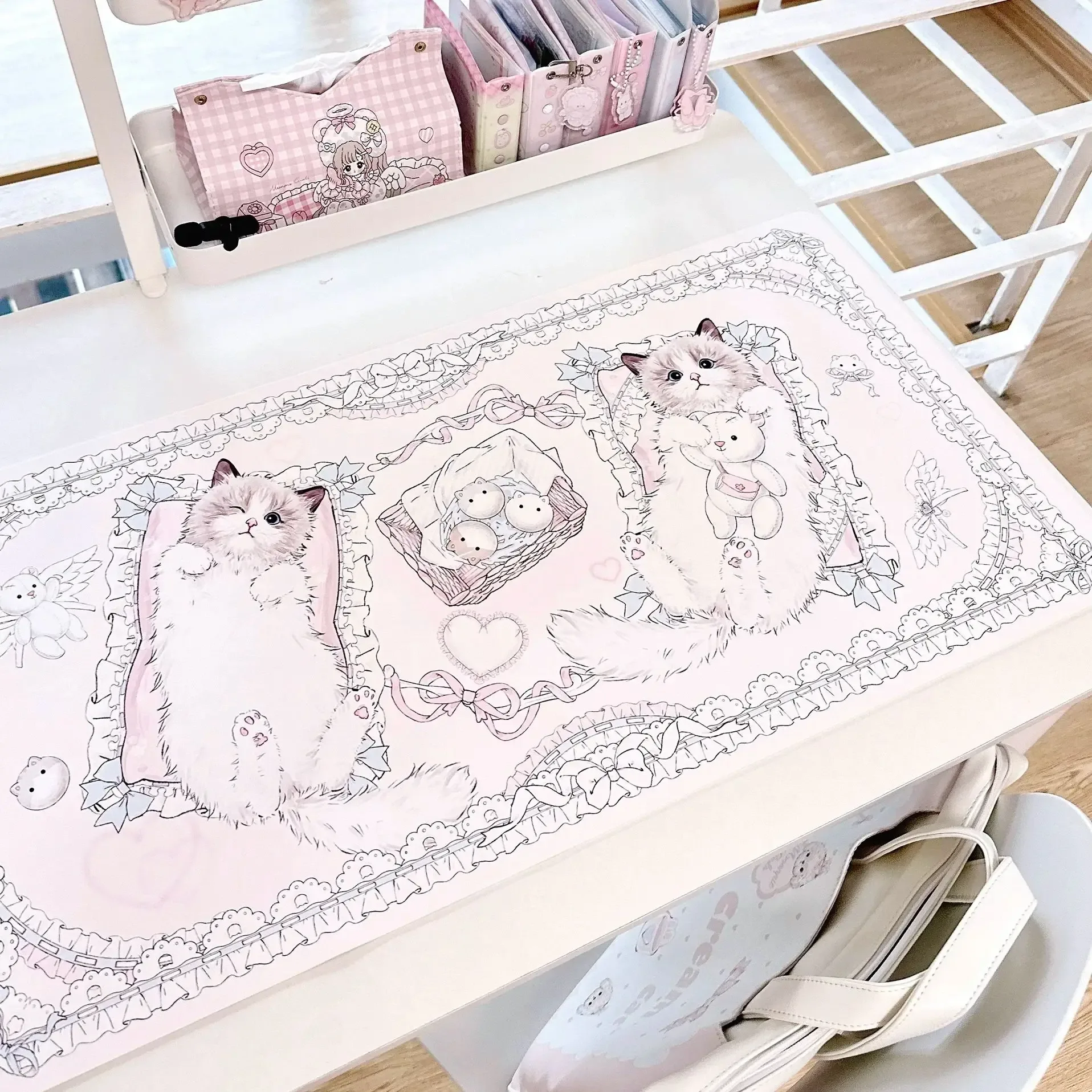 Tapis de bureau Chat Ragdoll Rose