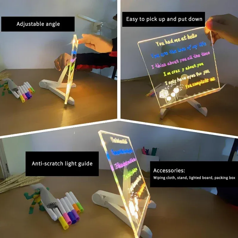 Tableau à dessin LED effaçable à 7 couleurs avec marqueurs et support - Image 5