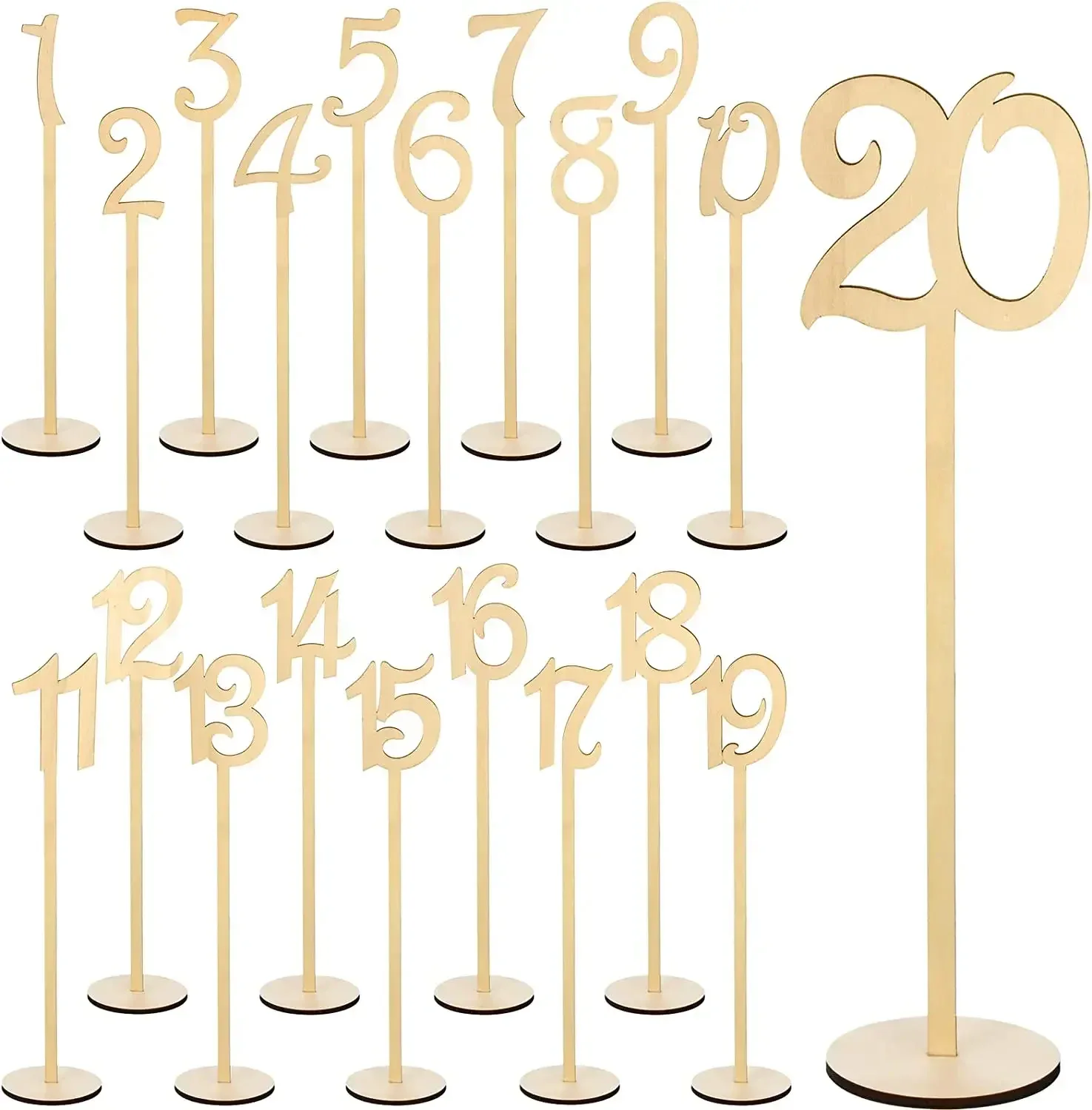 Numéros de table en bois décoration mariage