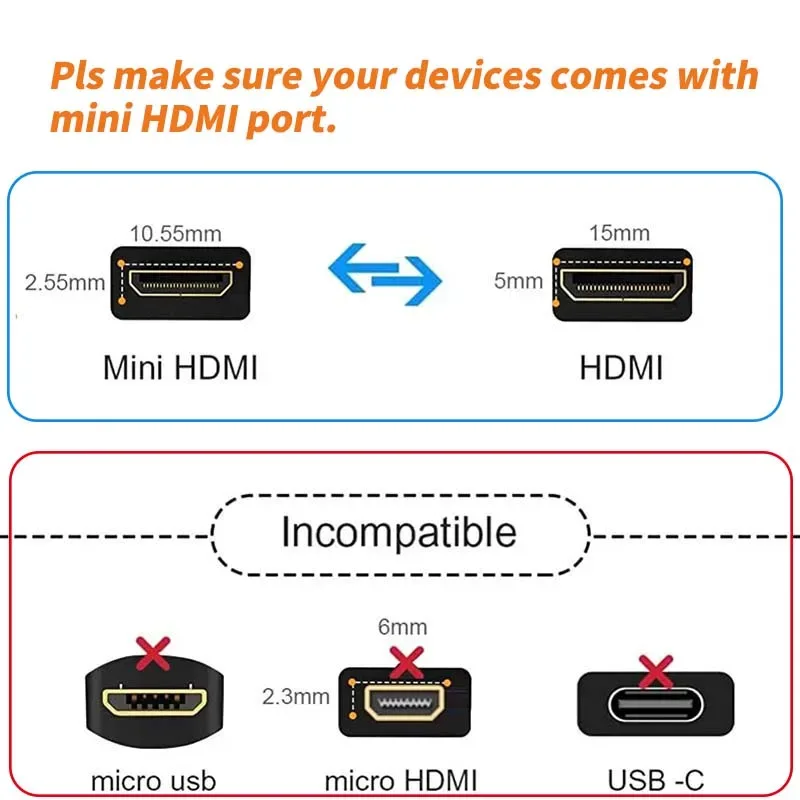 Câble Mini HDMI vers HDMI 2.1 Bidirectionnel - 8K@60Hz / 4K@120Hz - Nylon Tressé - Image 3