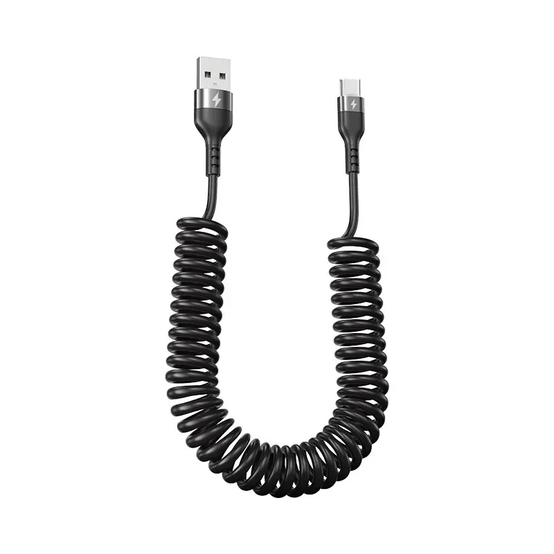 Câble de charge rapide USB-C vers USB-C spiralé 66W pour voiture - Image 6