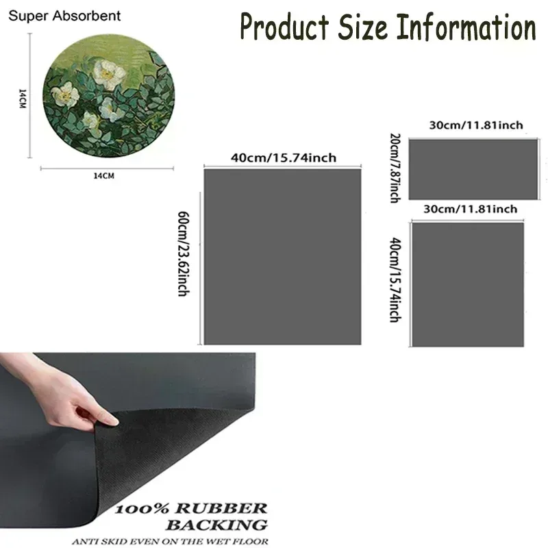 Tapis de séchage pour vaisselle super absorbant à motif floral - Image 6