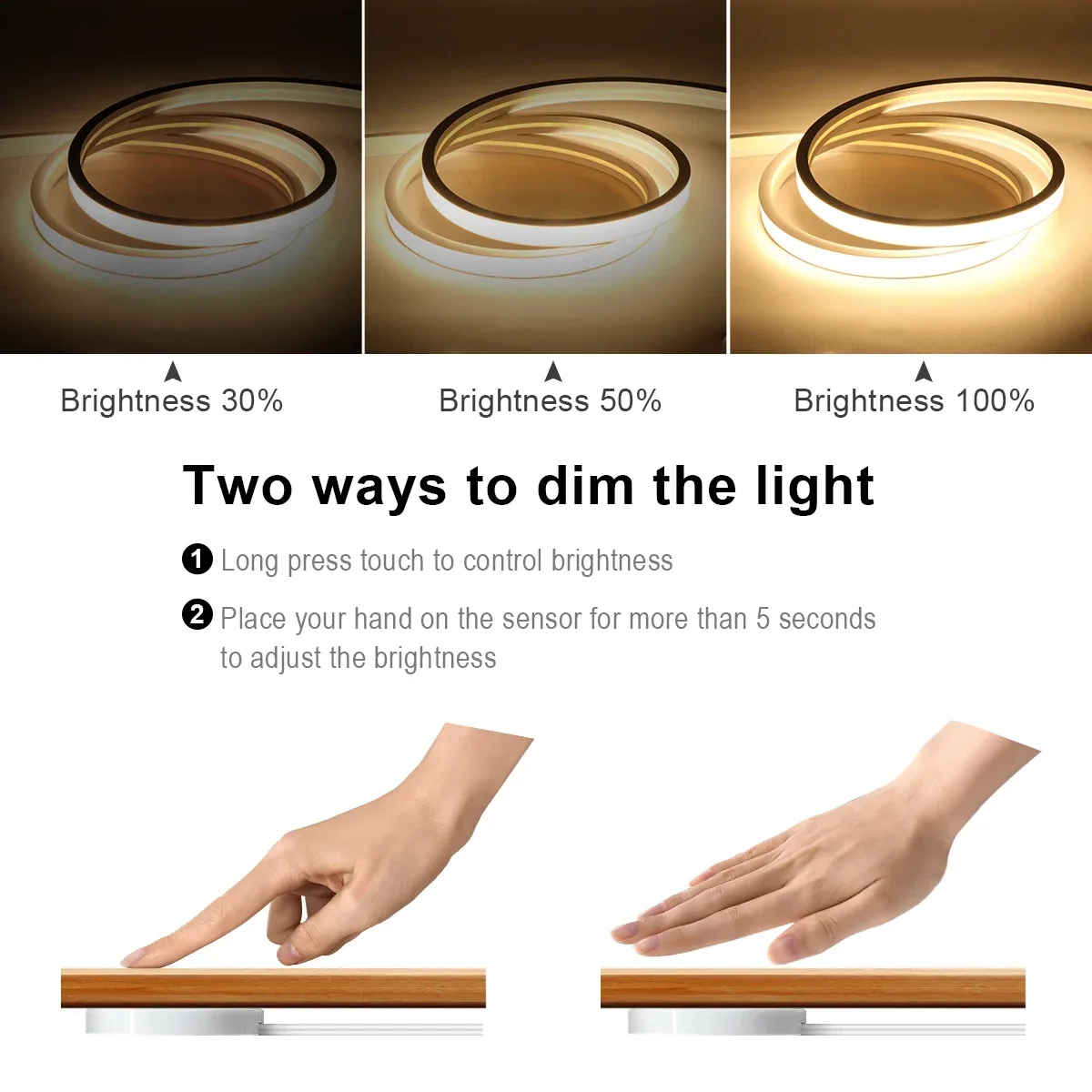 Ruban LED COB 24V pour éclairage sous meuble avec interrupteur tactile invisible - Image 3