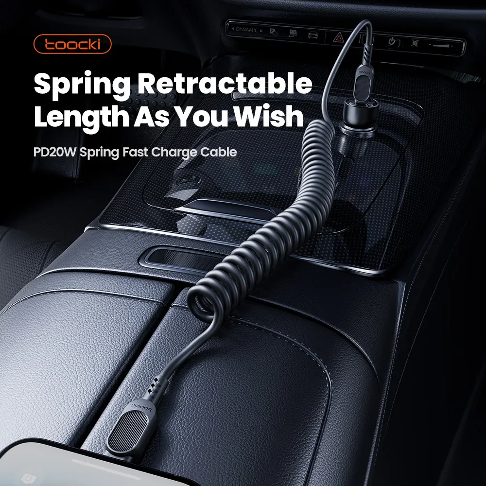 Toocki - Câble Lightning rétractable à ressort pour voiture - Charge rapide - Image 2