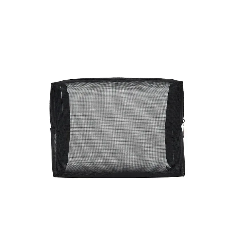 Trousse de maquillage en maille noire transparente, organisateur de toilette de voyage - Image 6