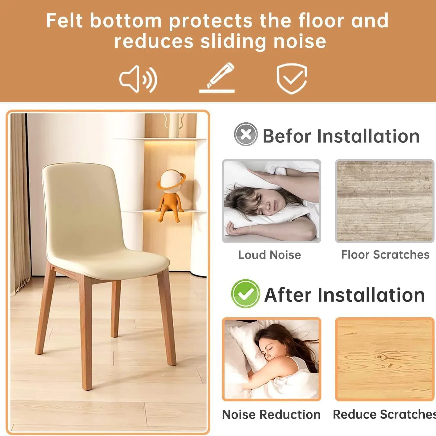 Embouts de protection en silicone transparent pour pieds de meubles carrés - Image 3