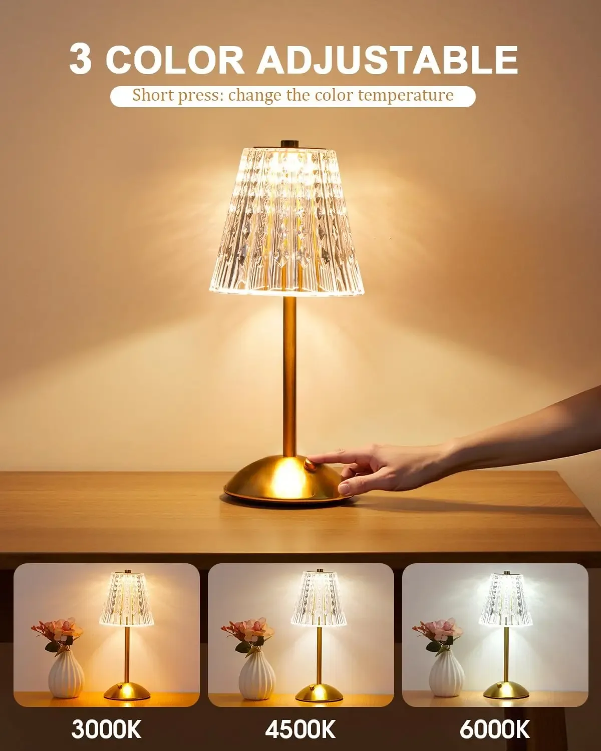 Lampe de table LED rechargeable avec variateur tactile - Image 1