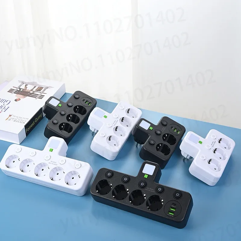Multiprise murale 6-en-1 avec 3 prises AC, 2 ports USB et 1 port USB-C 2