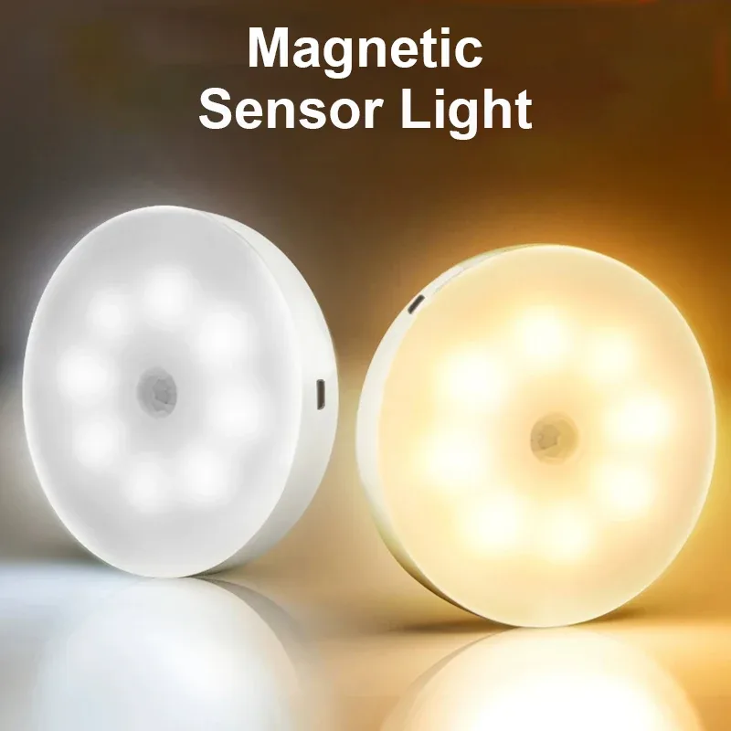 Veilleuse LED rechargeable avec détecteur de mouvement et support magnétique - Image 1