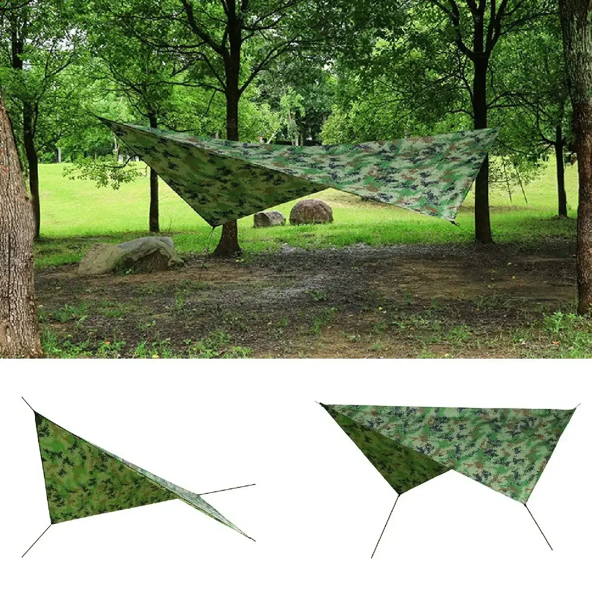 Hamac de camping avec moustiquaire, bâche de protection et sangles de fixation - Image 5